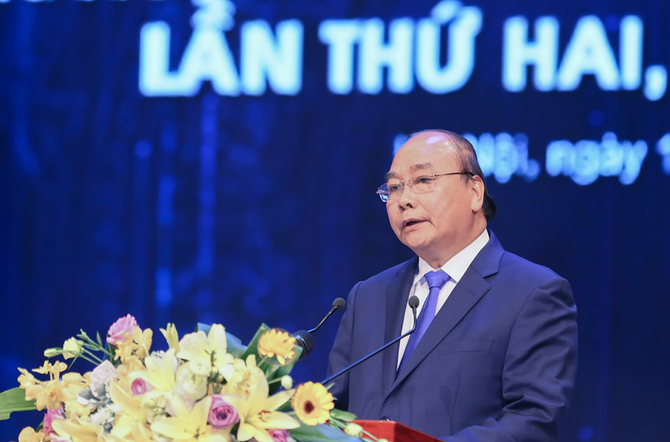 Thủ tướng Nguyễn Xuân Phúc phát biểu tại lễ trao giải. Ảnh: KT