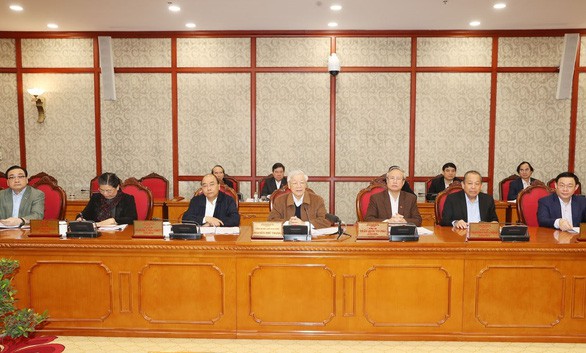Tổng Bí thư, Chủ tịch nước Nguyễn Phú Trọng chủ trì họp Bộ Chính trị về công tác phòng chống dịch Covid-19 - Ảnh: TTXVN