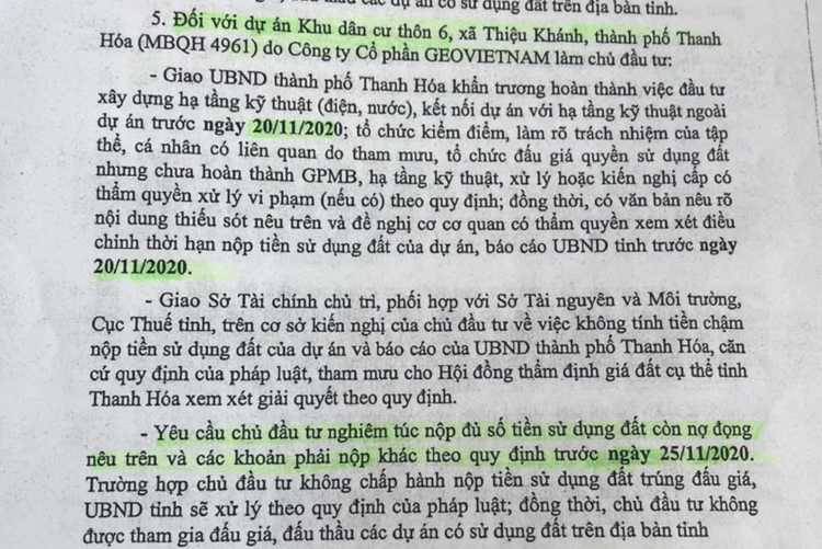 Văn bản số 214/TB- UBND về việc Thông báo Kết luận của Phó Chủ tịch UBND tỉnh Nguyễn Văn Thi, tại mục 5 nêu rõ...