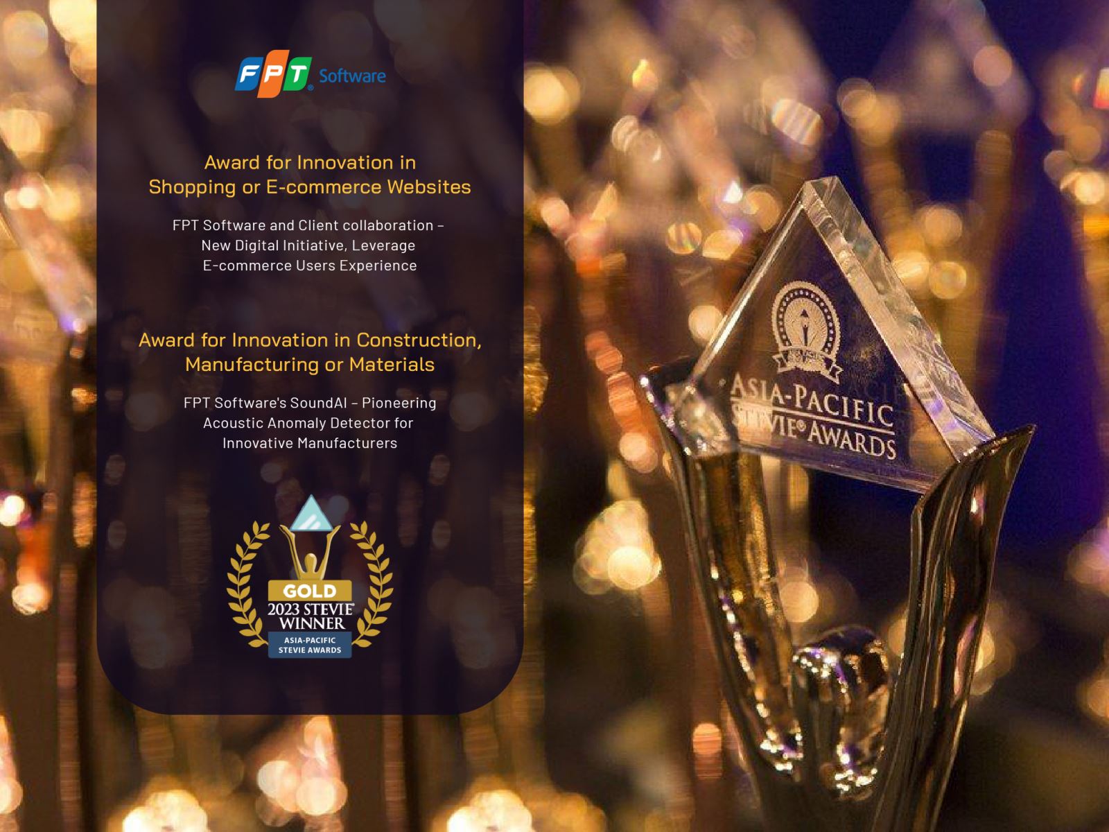 FPT là một trong số ít các công ty giành 02 giải vàng trở lên tại Asia Paciffic Stieve Awards 2023