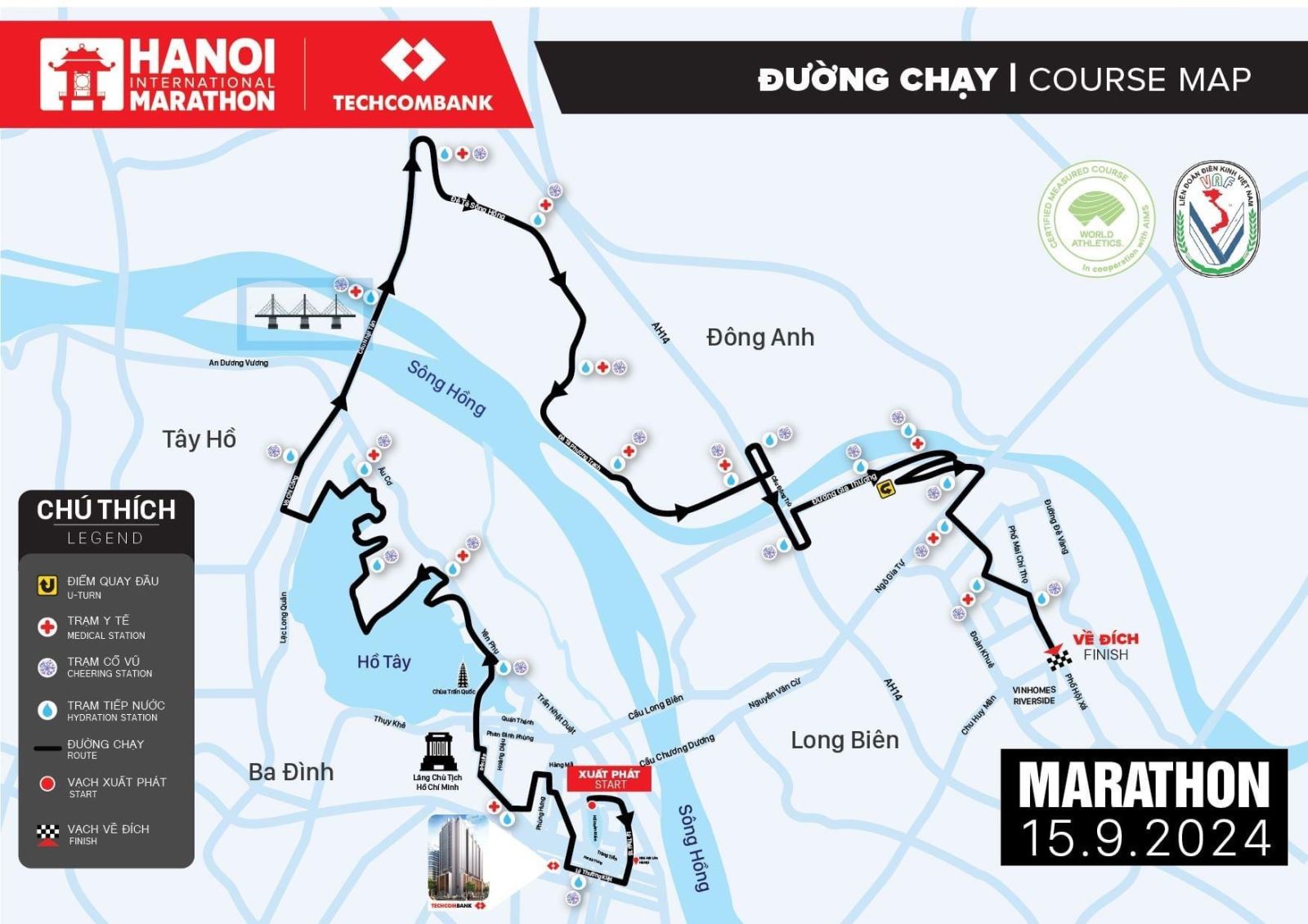 Sơ đồ đường chạy cự ly Marathon HN MRT mùa 3 - 2024