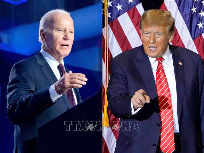 Tổng thống Mỹ Joe Biden (trái) và cựu Tổng thống Donald Trump. (Ảnh: AFP/TTXVN)