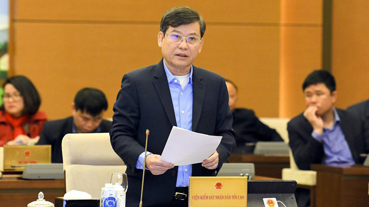 Viện trưởng VKSND tối cao Lê Minh Trí báo cáo tại phiên họp 52 của Ủy ban Thường vụ Quốc hội.