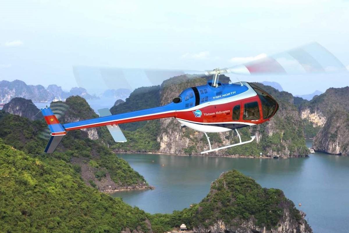 Máy bay trực thăng Máy bay Bell-505 thuộc Công ty Trực thăng Miền Bắc thuộc Tổng Công ty Trực thăng Việt Nam (Binh đoàn 18).