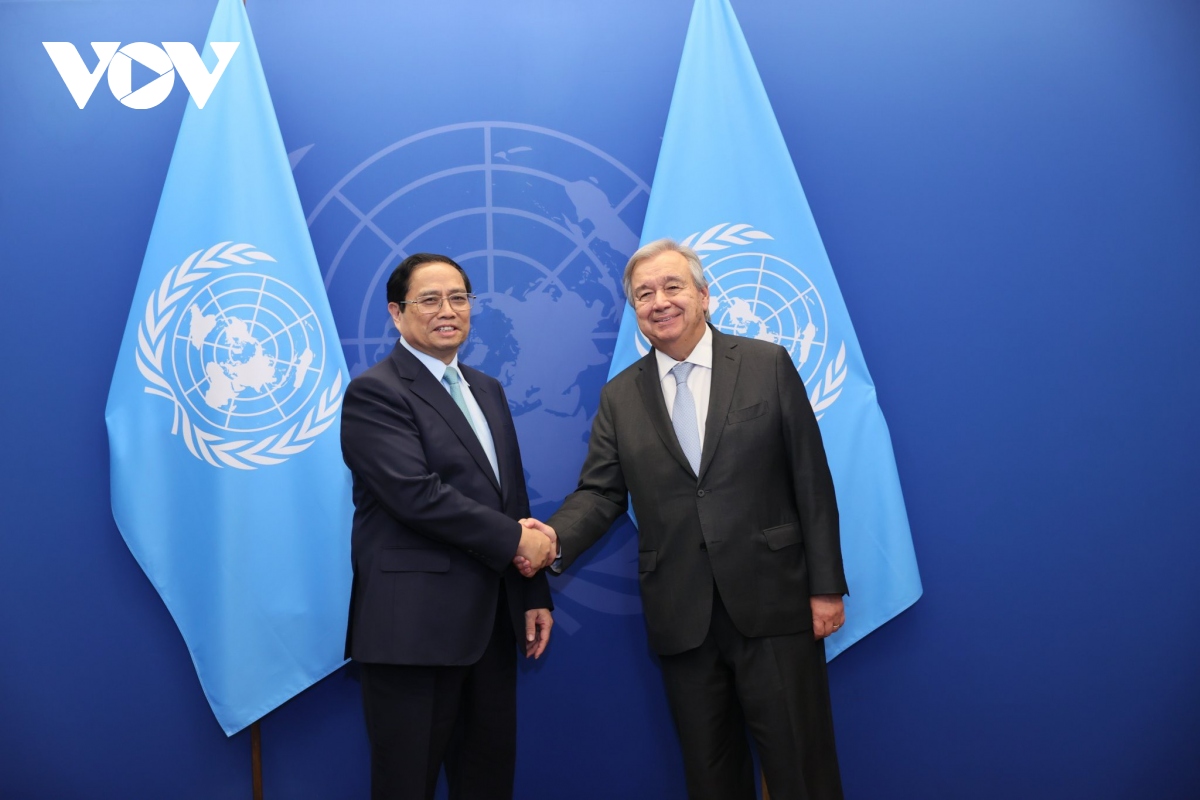 Thủ tướng Chính phủ Phạm Minh Chính gặp Tổng Thư ký Liên Hợp Quốc.