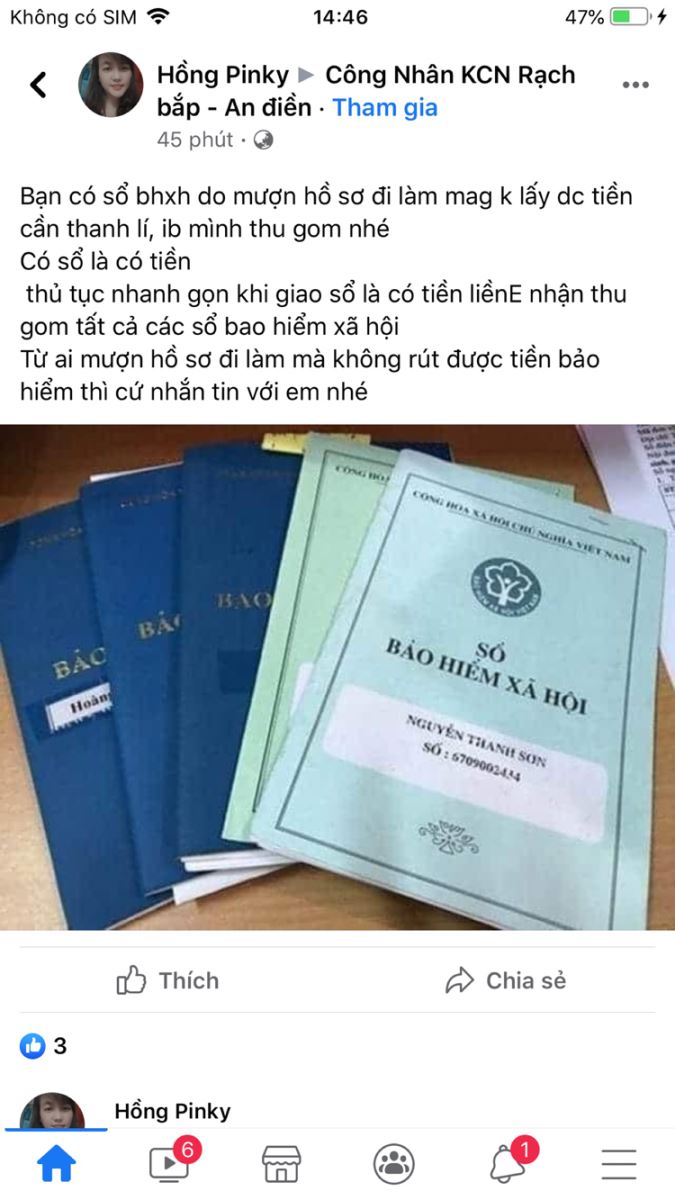 Lời mời chào hấp dẫn của đầu nậu thu gom sổ BHXH.