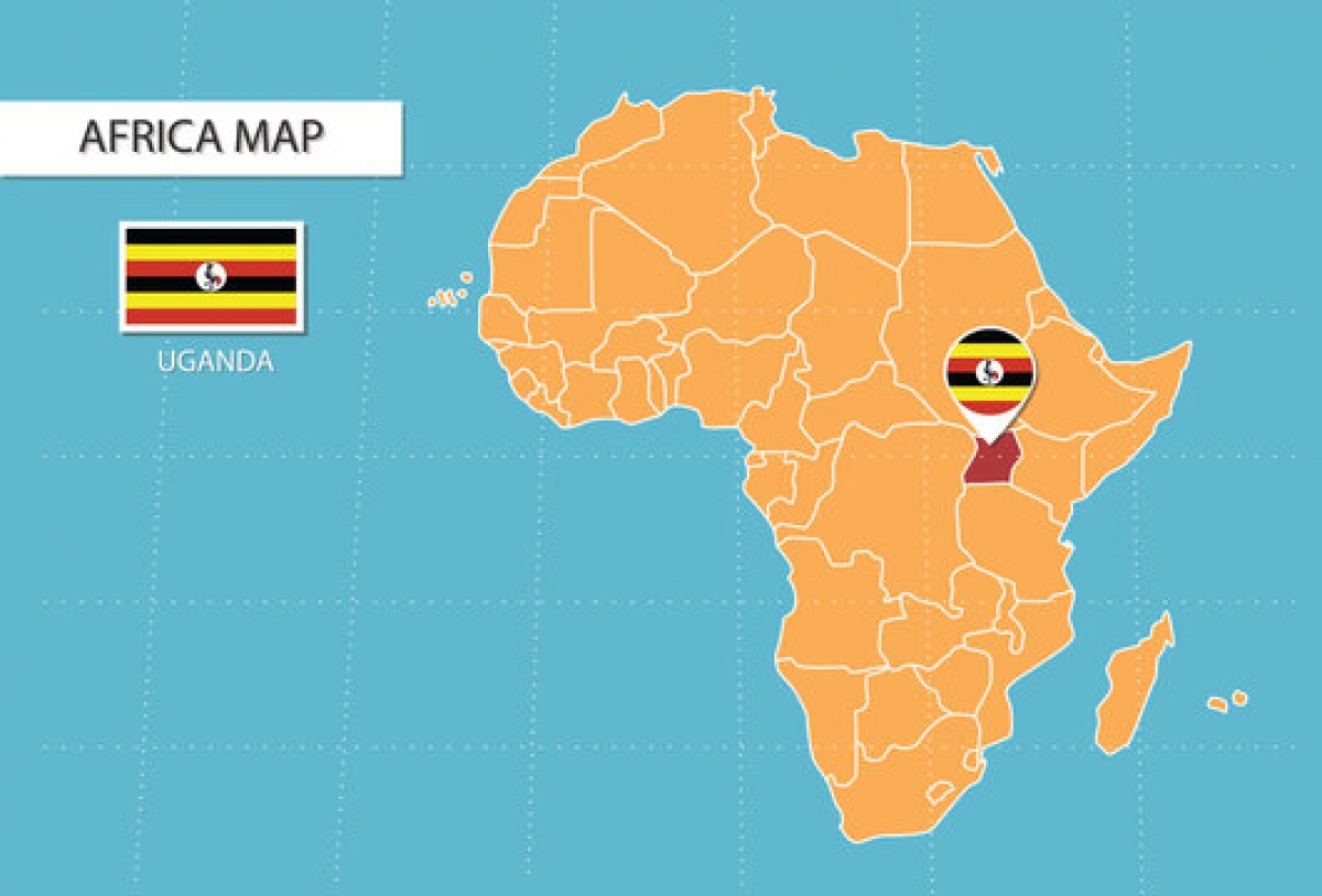 Vị trí Uganda ở châu Phi.