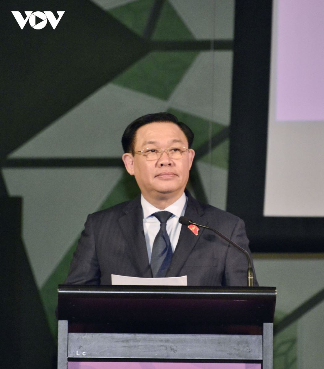 Chủ tịch Quốc hội Vương Đình Huệ phát biểu tại Viện chính sách Australia - Việt Nam.