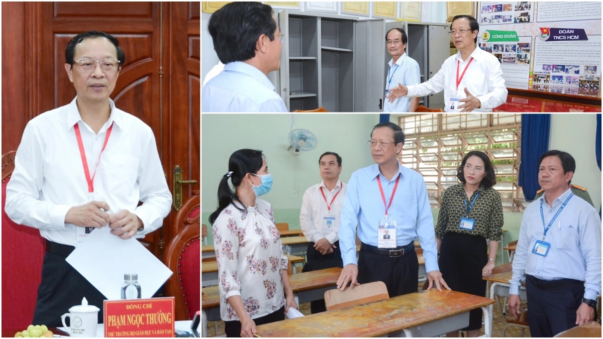 Thứ trưởng Phạm Ngọc Thưởng kiểm tra công tác tổ chức thi.
