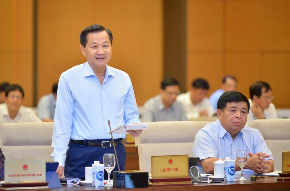 Phó Thủ tướng Lê Minh Khái phát biểu tại phiên họp.