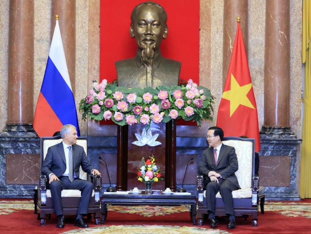 Chủ tịch nước tin tưởng chuyến thăm sẽ tạo động lực mạnh mẽ cho hợp tác song phương; trong đó có hợp tác giữa Duma Quốc gia Nga với Quốc hội Việt Nam; qua đó làm sâu sắc hơn quan hệ hai nước.