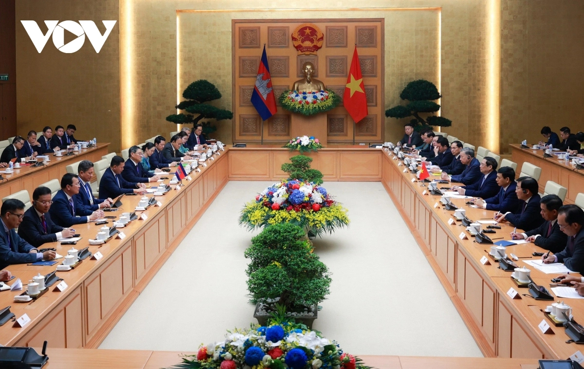 Hai Thủ tướng dẫn đầu đoàn cấp cao Chính phủ hai nước tiến hành hội đàm.