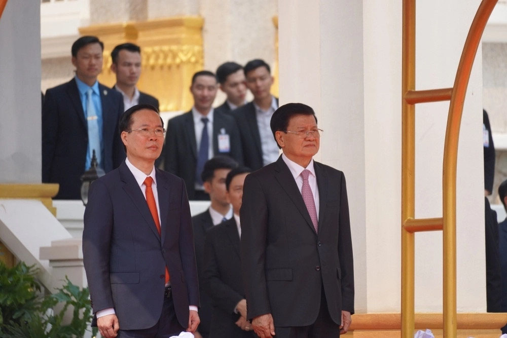 Chủ tịch nước Võ Văn Thưởng và Tổng Bí thư, Chủ tịch nước Thongloun Sisoulith trong chuyến thăm chính thức Lào (tháng 4/2023)