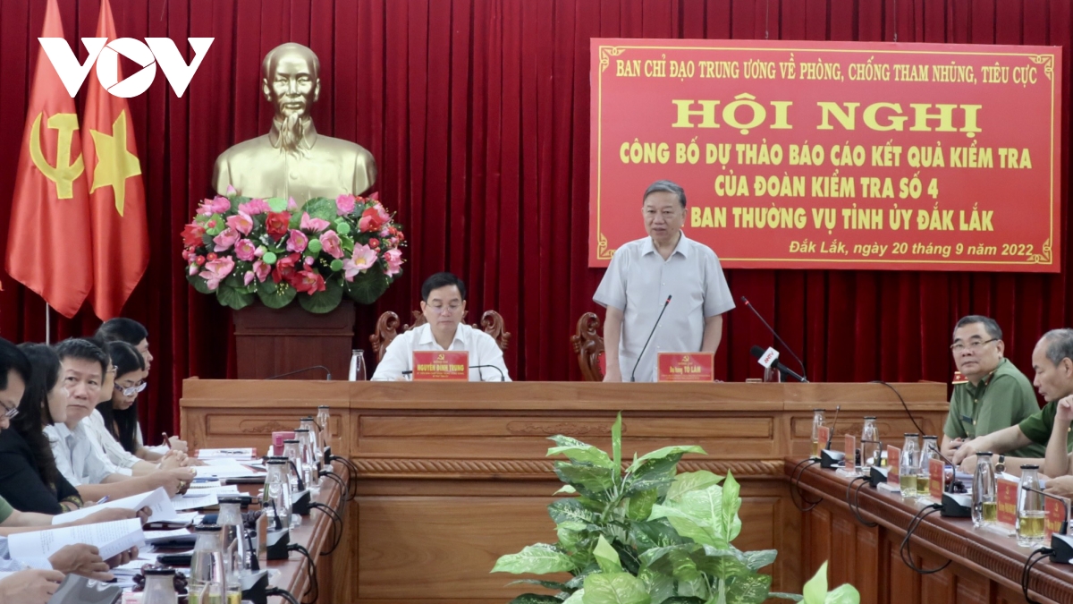 Đại tướng Tô Lâm, Uỷ viên Bộ Chính trị, Bộ trưởng Bộ Công an, Phó trưởng Ban chỉ đạo Trung ương về phòng chống tham nhũng, tiêu cực phát biểu kết luận.