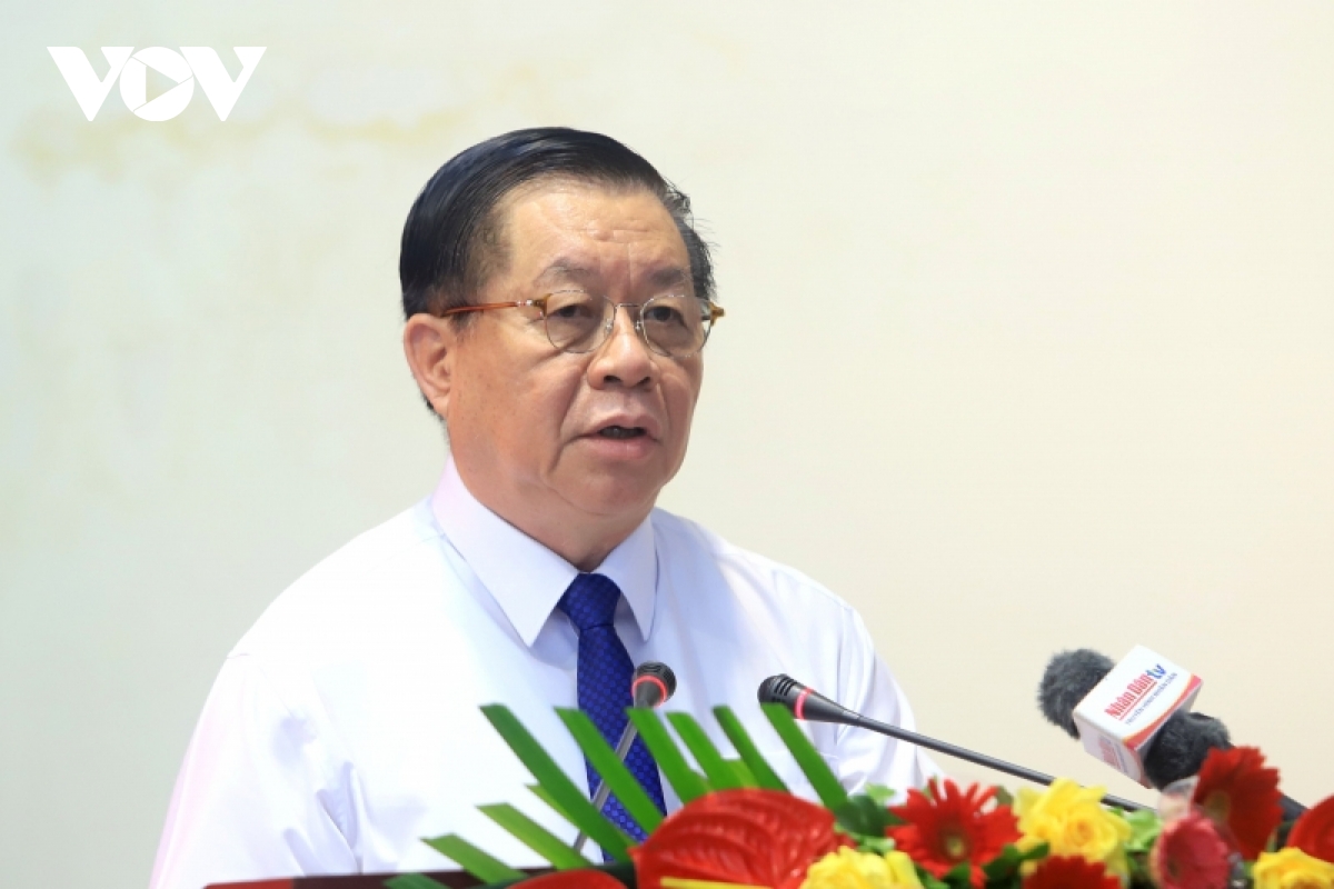 Ông Nguyễn Trọng Nghĩa, Trưởng ban Tuyên giáo Trung ương phát biểu chỉ đạo tại buổi lễ.