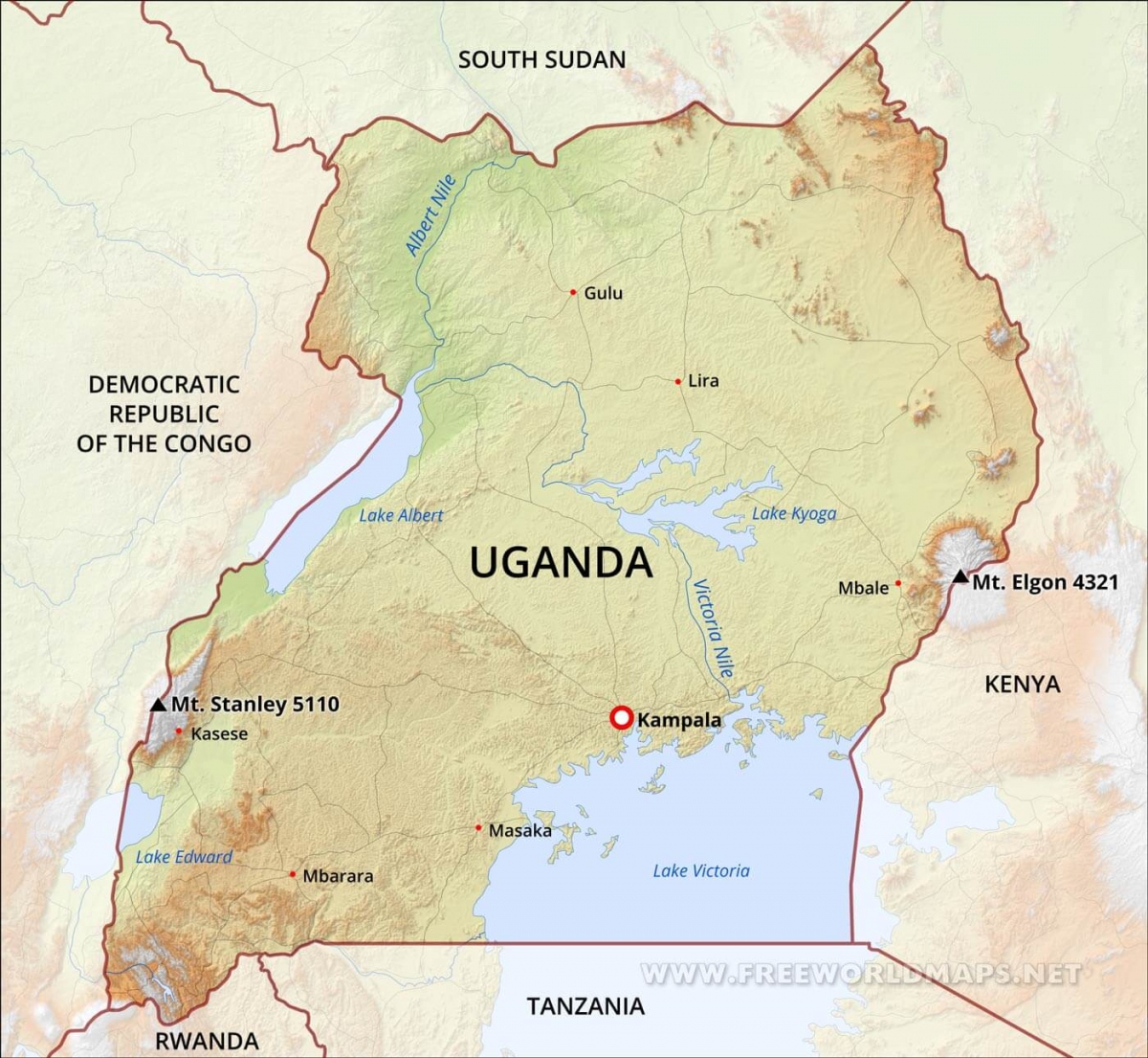 Bản đồ Uganda.