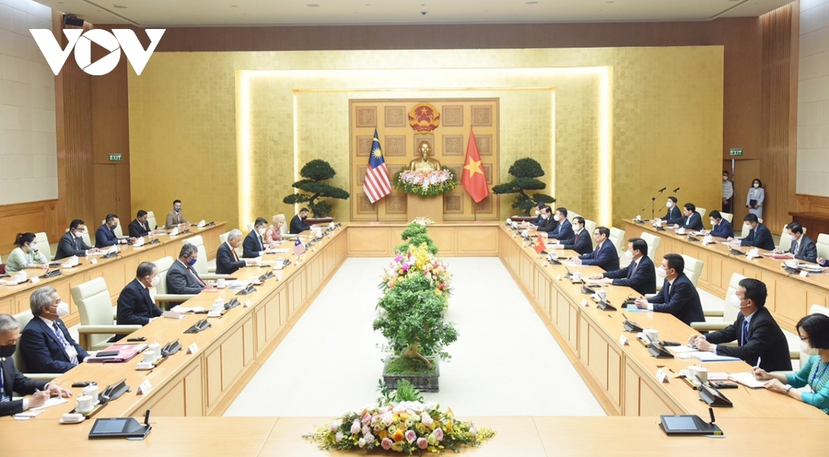 Quang cảnh hội đàm giữa Việt Nam và Malaysia nhân chuyến thăm chính thức Việt Nam của Thủ tướng Malaysia Ismail Sabri vào tháng 3/2022.