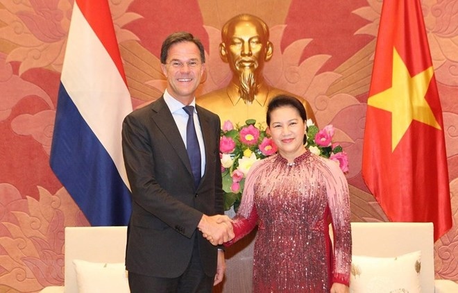 Thủ tướng Mark Rutte gặp Chủ tịch Quốc hội Nguyễn Thị Kim Ngân trong lần thứ hai thăm Việt Nam năm 2019. (Ảnh: TTXVN)