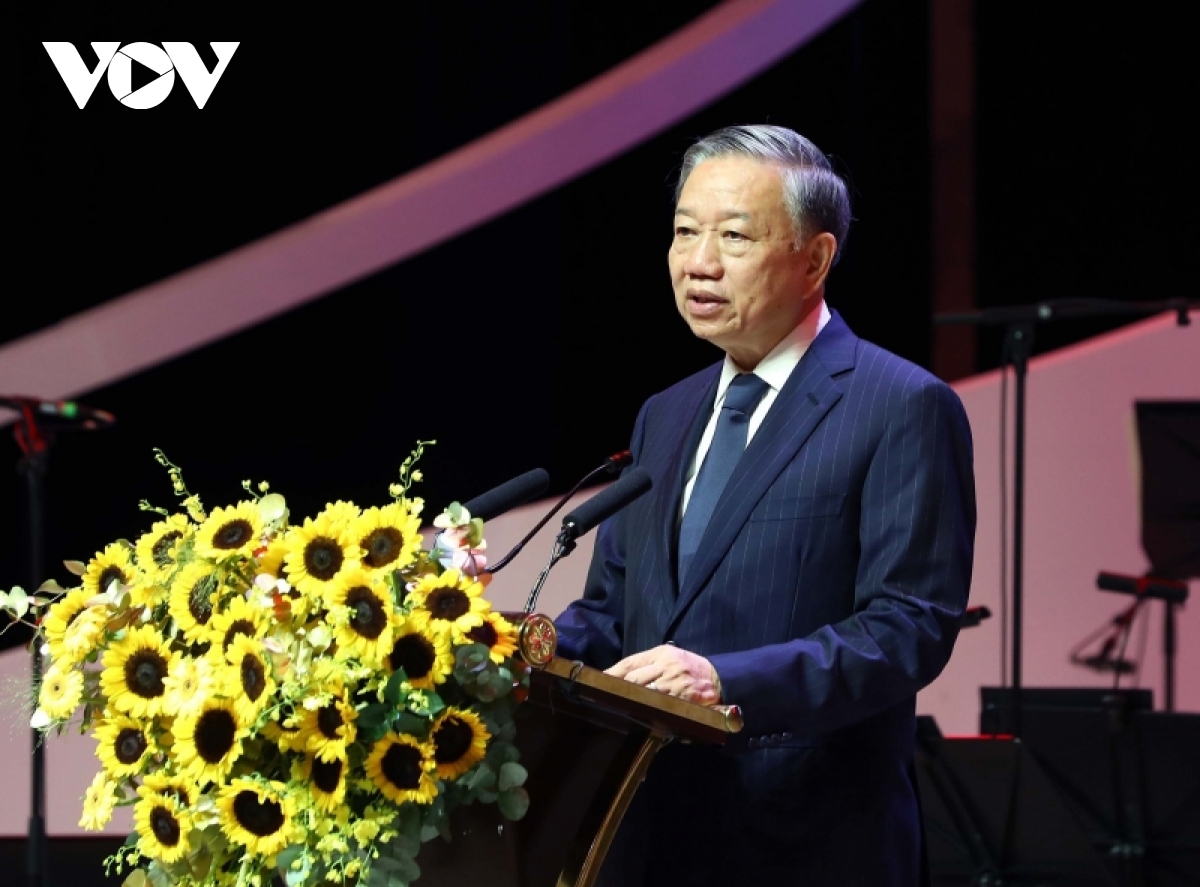 Bộ trưởng Bộ Công an Tô Lâm phát biểu tại buổi lễ.