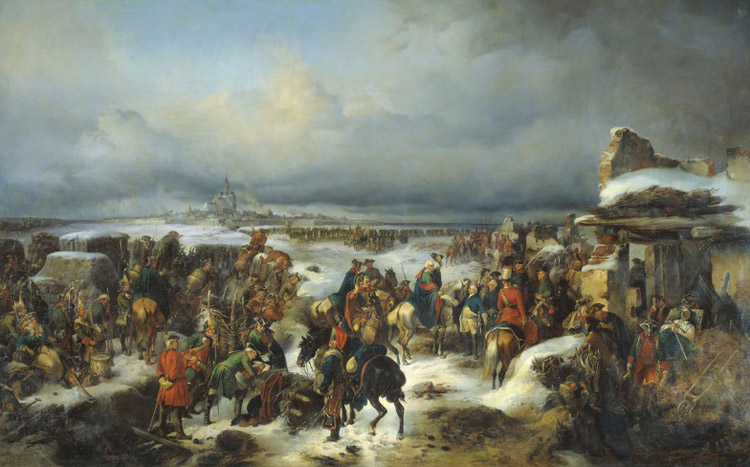 Sự thất thủ của pháo đài Kolberg năm 1761 trước lính Nga (Ảnh: RBTH)