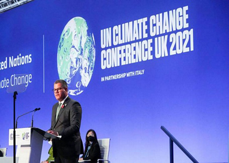Chủ tịch COP26, ông Alok Sharma phát biểu khai mạc Hội nghị hôm 31/10 tại Glasgow, Anh. (Ảnh: Reuters)