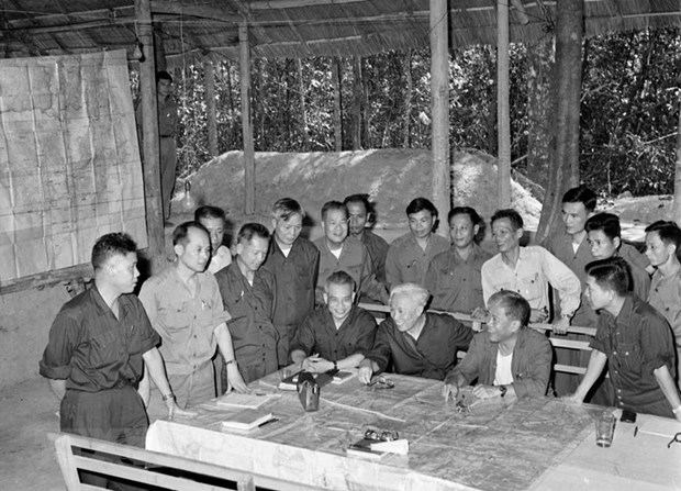 Bộ Chỉ huy Chiến dịch Hồ Chí Minh tại căn cứ Tà Thiết-Lộc Ninh (tháng 4/1975). (Ảnh: TTXVN)