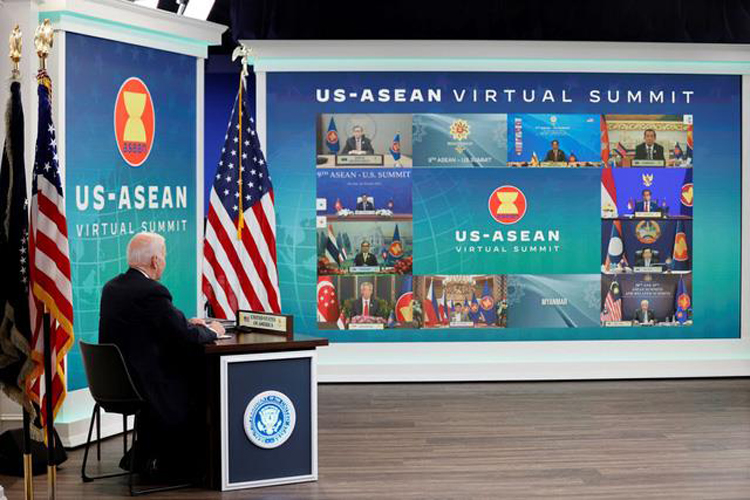 Tổng thống Mỹ Joe Biden đã tham dự cuộc họp thượng đỉnh Mỹ-ASEAN trực tuyến năm 2021.