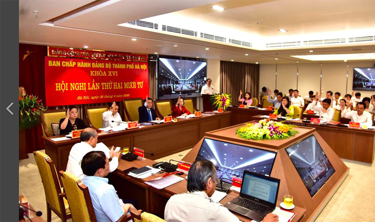 Hội nghị lần thứ hai mươi tư Ban Chấp hành Đảng bộ Thành phố Hà Nội. (Ảnh: KT)