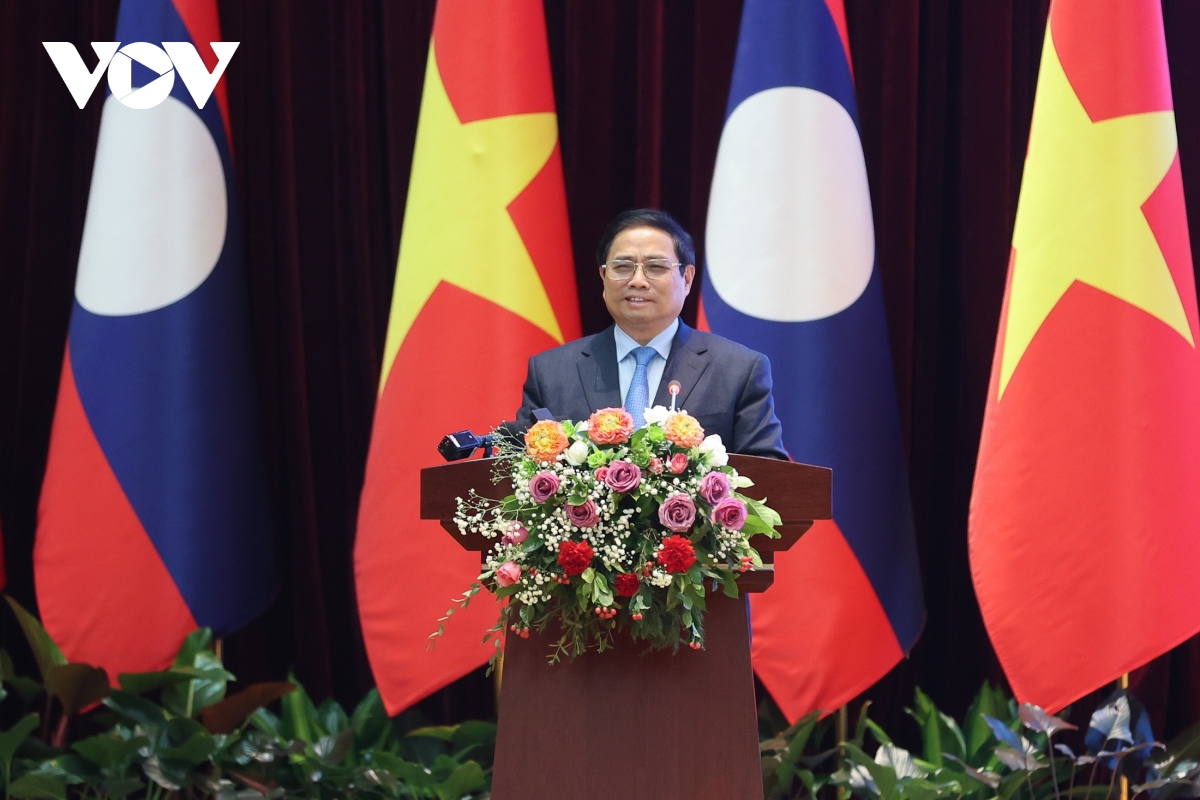 Thủ tướng Phạm Minh Chính phát biểu tại hội nghị Hợp tác đầu tư Việt Nam - Lào 2023.