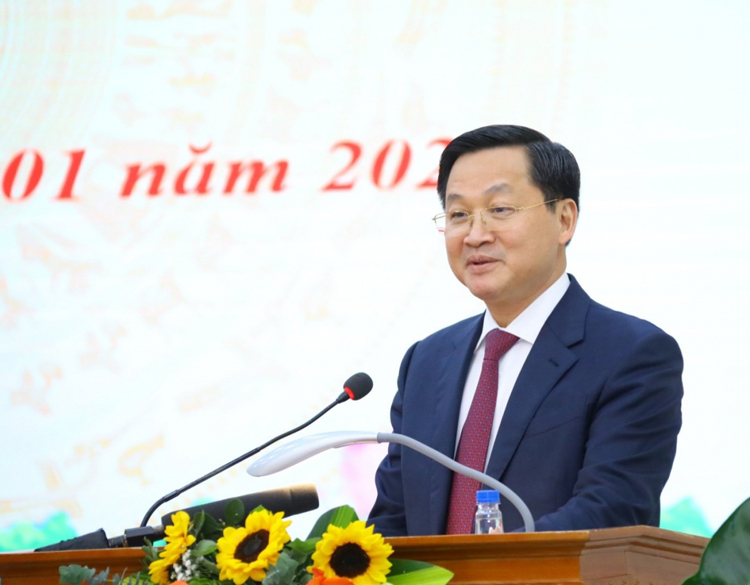 Phó Thủ tướng Lê Minh Khái phát biểu tại hội nghị.