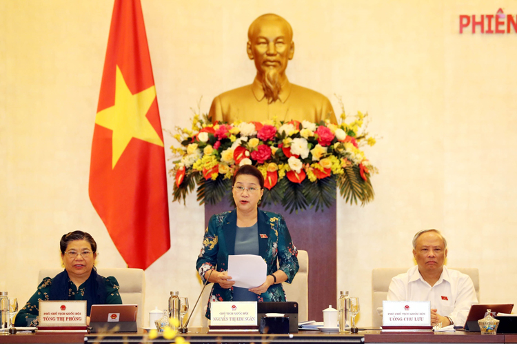 Chủ tịch Quốc hội Nguyễn Thị Kim Ngân phát biểu khai mạc. (Ảnh: TTXVN)