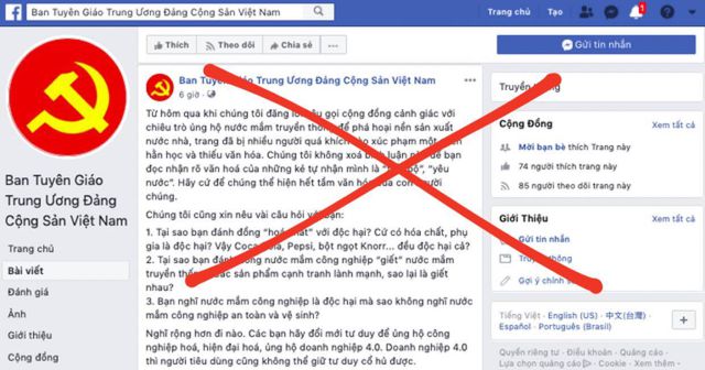 Tài khoản facebook giả mạo đăng thông tin sai sự thật về việc kêu gọi cảnh giác trước làn sóng ủng hộ nước mắm truyền thống.