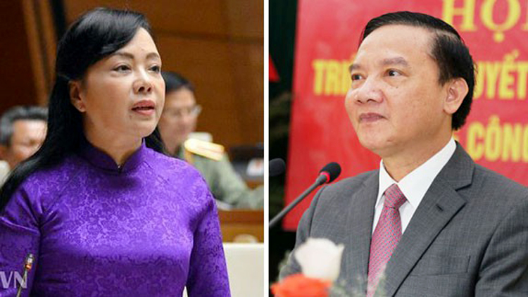 Bộ trưởng Bộ Y tế Nguyễn Thị Kim Tiến và Chủ nhiệm Ủy ban Pháp luật Nguyễn Khắc Định. 
