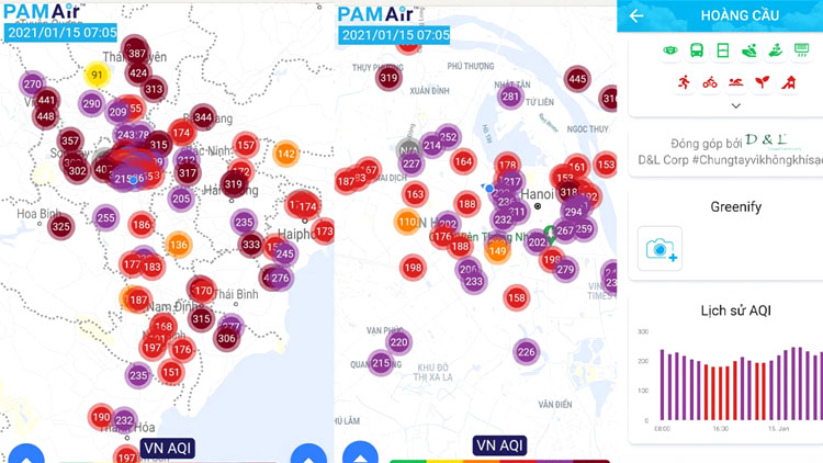 Theo PAM AIR, chỉ số AQI ở nhiều điểm quan trắc tại miền Bắc và Thủ đô Hà Nội đã vượt ngưỡng 400.