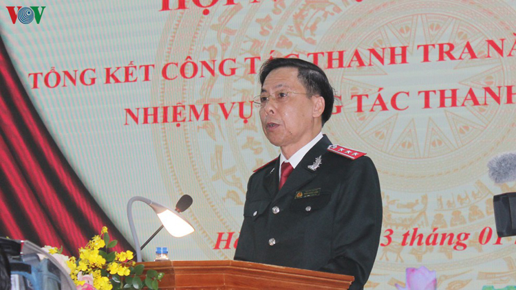 Phó Tổng Thanh tra Chính phủ Trần Ngọc Liêm trình bày báo cáo tại Hội nghị.