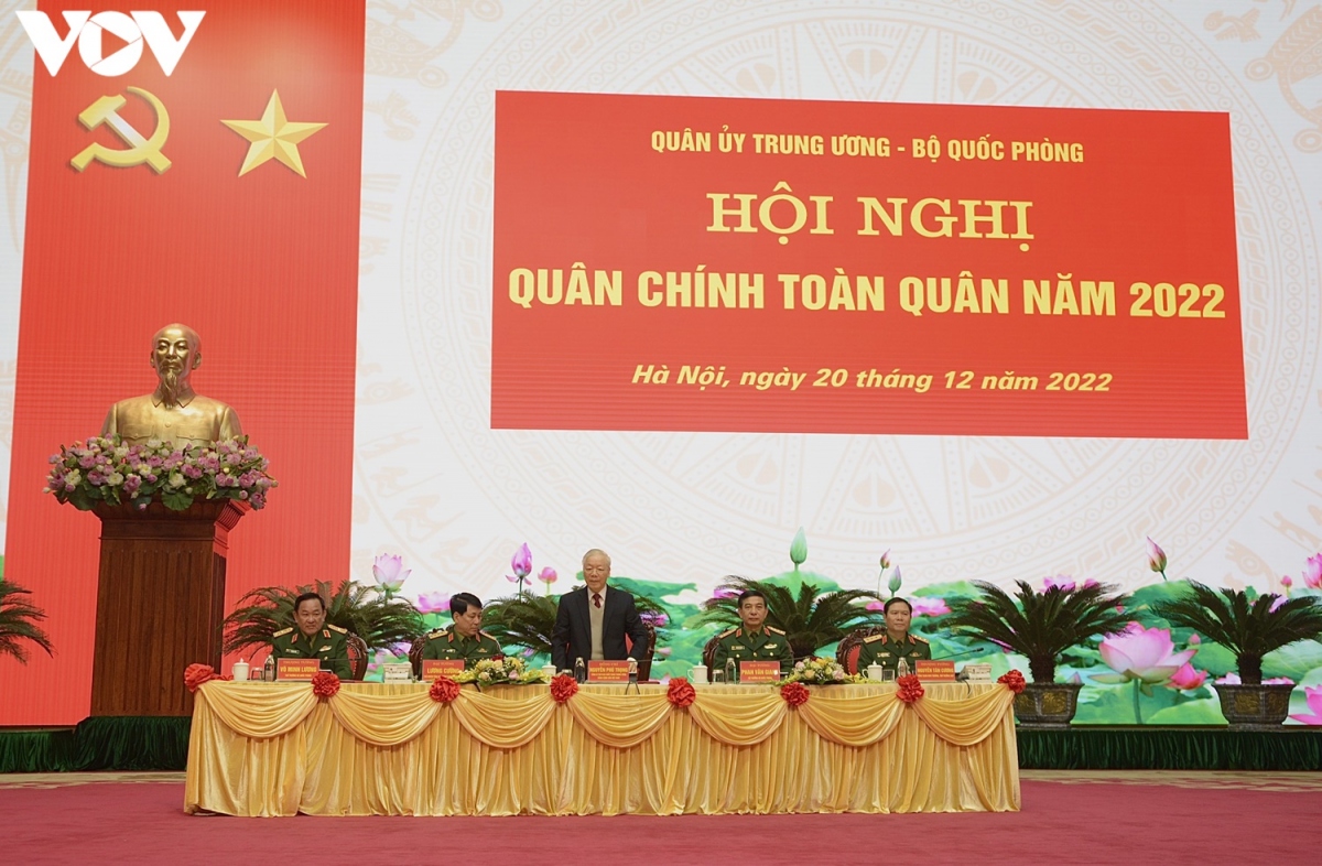 Tổng Bí thư Nguyễn Phú Trọng dự chỉ đạo hội nghị Quân chính toàn quân 2022.