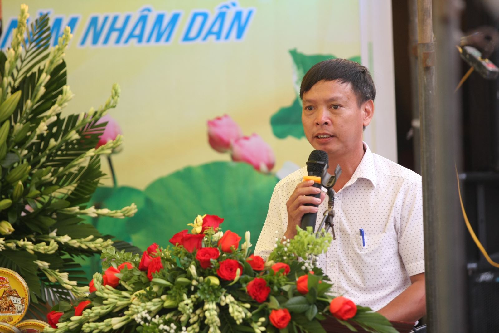 Ông Phạm Văn Giáp, Chủ tịch UBND xã Vũ Đoài phát biểu tại buổi lễ.           Ảnh: Viết Dư