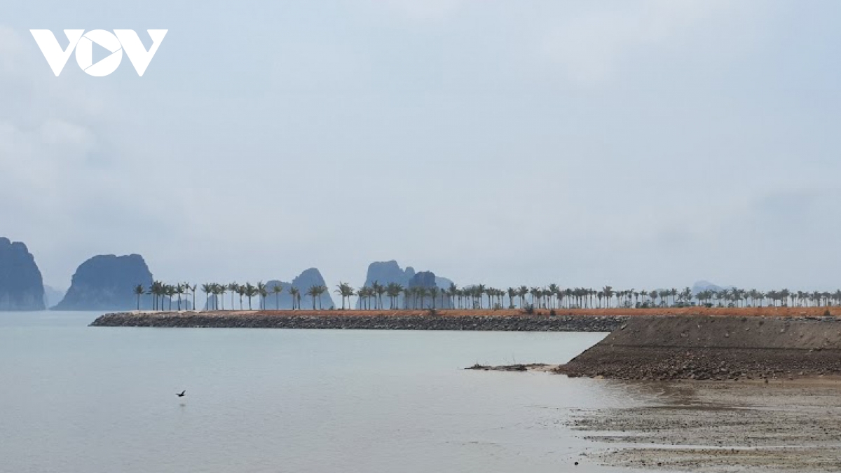 Dự án Sonasea Vân Đồn Harbor City san nền lấn vịnh Bái Tử Long.
