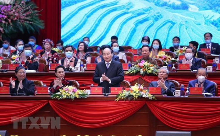 Thủ tướng phát biểu tại Đại hội Đại biểu toàn quốc các dân tộc thiểu số lần thứ 2. Ảnh: TTXVN