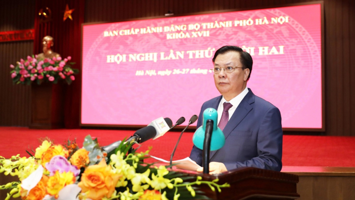 Bí thư Thành uỷ Hà Nội Đinh Tiến Dũng chủ trì Hội nghị lần thứ 12, Đảng bộ thành phố Hà Nội khoá XVII. 