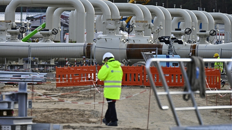 Công trình xây dựng đường ống dẫn khí đốt thuộc dự án Dòng chảy phương Bắc 2 tại Lubmin, Đức. Ảnh: AFP
