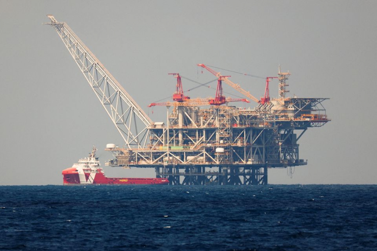 Giàn khoan khí đốt ở mỏ Leviathan trên biển Địa Trung Hải, ngoài khơi Haifa, Israel, ngày 9/6/201. Ảnh: Reuters