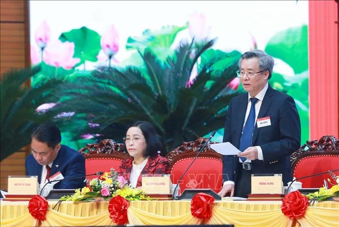 Đồng chí Nguyễn Quang Dương, Uỷ viên Trung ương Đảng, Phó trưởng Ban Tổ chức Trung ương phát biểu. Ảnh: Phương Hoa/TTXVN