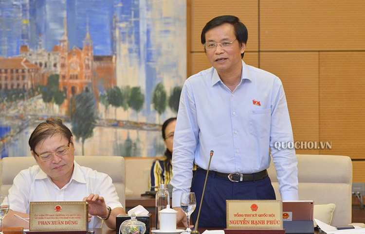 Tổng Thư ký Quốc hội Nguyễn Hạnh Phúc phát biểu tại phiên họp 46.