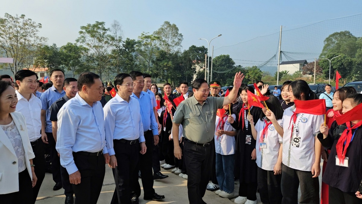 Thủ tướng Phạm Minh Chính dự Ngày hội Đại đoàn kết toàn dân tộc năm 2024 tại khu dân cư 8, thị trấn Na Sầm, huyện Văn Lãng, tỉnh Lạng Sơn.