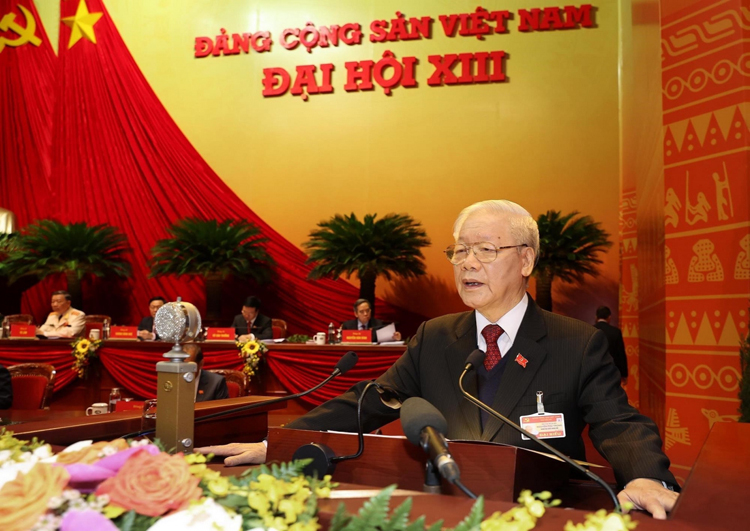 Tổng Bí thư Nguyễn Phú Trọng trình bày Báo cáo của Ban Chấp hành 