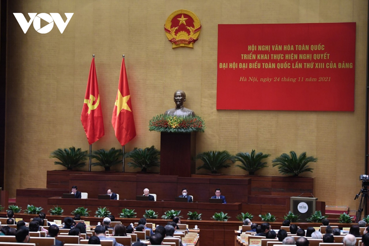 Tổng Bí thư Nguyễn Phú Trọng chủ trì Hội nghị Văn hoá toàn quốc triển khai Nghị quyết XIII của Đảng.