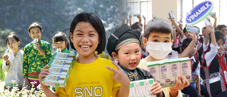 Niềm vui của các em nhỏ được thụ hưởng từ chương trình “Quỹ sữa Vươn cao Việt Nam” trong năm 2020
