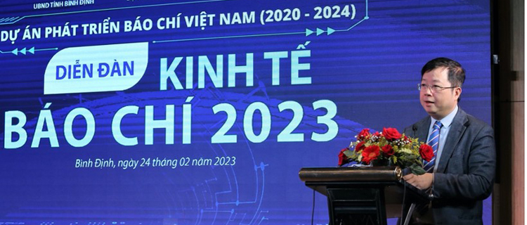 Diễn đàn Kinh tế báo chí 2023 có sự tham dự của Thứ trưởng Bộ Thông tin vàTruyền thông Nguyễn Thanh Lâm 