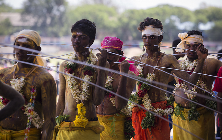 Trong lễ hội diệt quỷ Thaipusam, các tín đồ Hindu xỏ những thanh kim loại dài hàng mét qua miệng, cổ, treo các xô đựng sữa bằng móc câu…